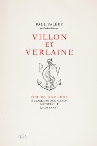 Villon et Verlaine. - VALERY, Paul Réserve Précieuse des BMM FPA RES VER IN-4 021